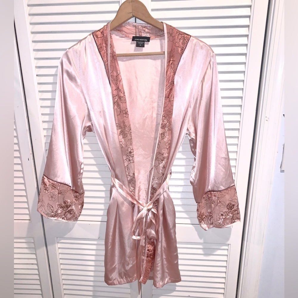 Vintage 90s Jones of New York Satin Robe Women’s Small pink
